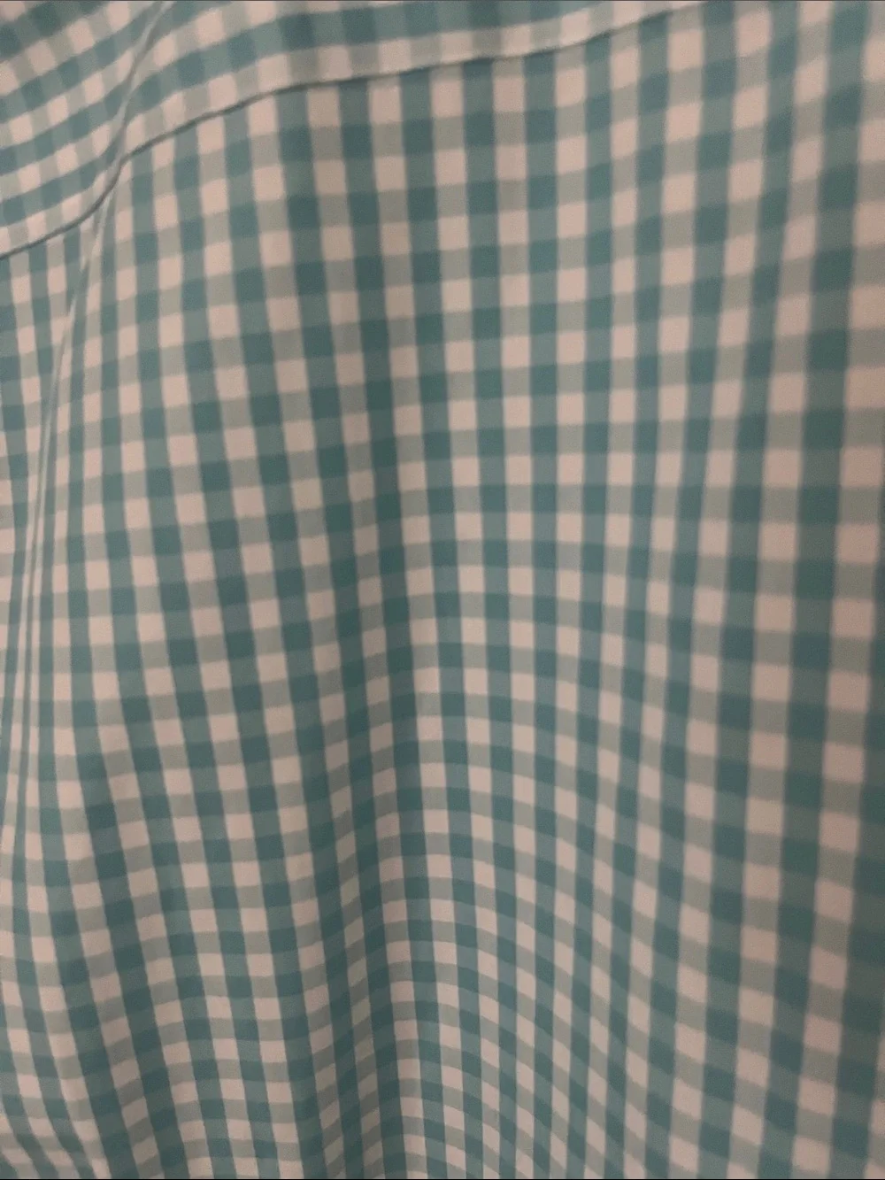 Boys LANDS END turquoise gingham plaid button down sz 18 EUC
